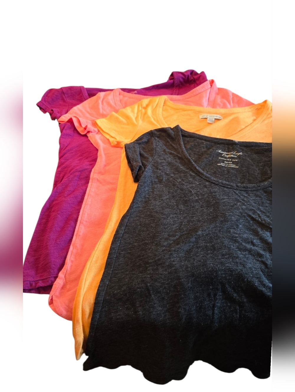 American Eagle Favorite Tees- Black, Orange, Coral, Purple Size XS (one is XXS)